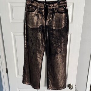 GB girls Metallic Bronze Wide-Leg Jeans
